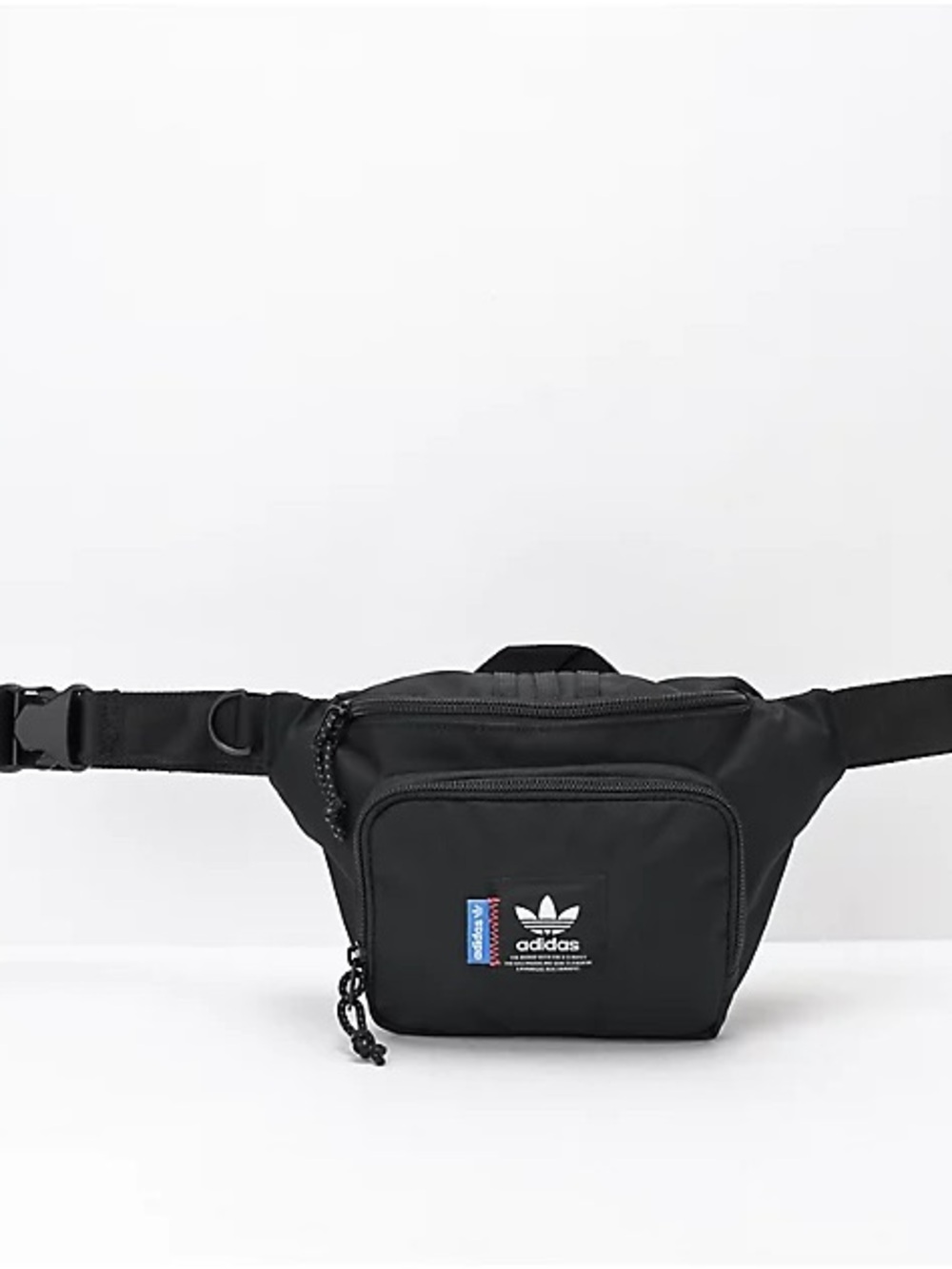 adidas Black Trefoil Waist Bag with Front Pocket